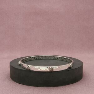 lois hill sterling silver hammered scroll stack bangle bracelet size 7.75in